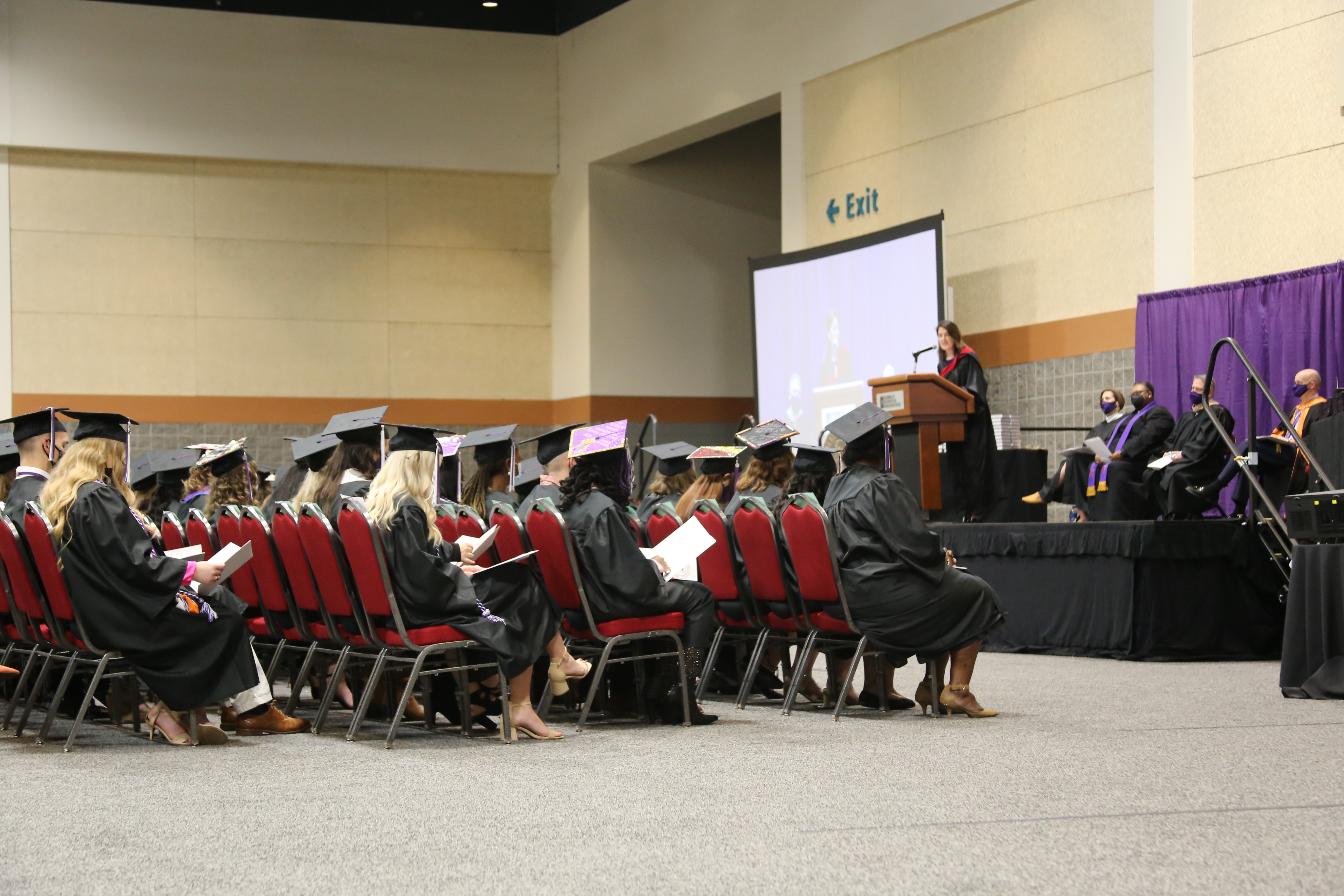 Rev. Becky Shirley speaks to graduates